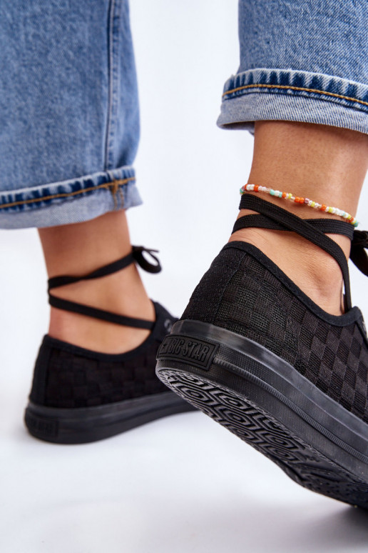 Klasický model plochých topánok Big Star LL274072 čiernej farby Klasický model plochých topánok Big Star LL274072 čiernej farby