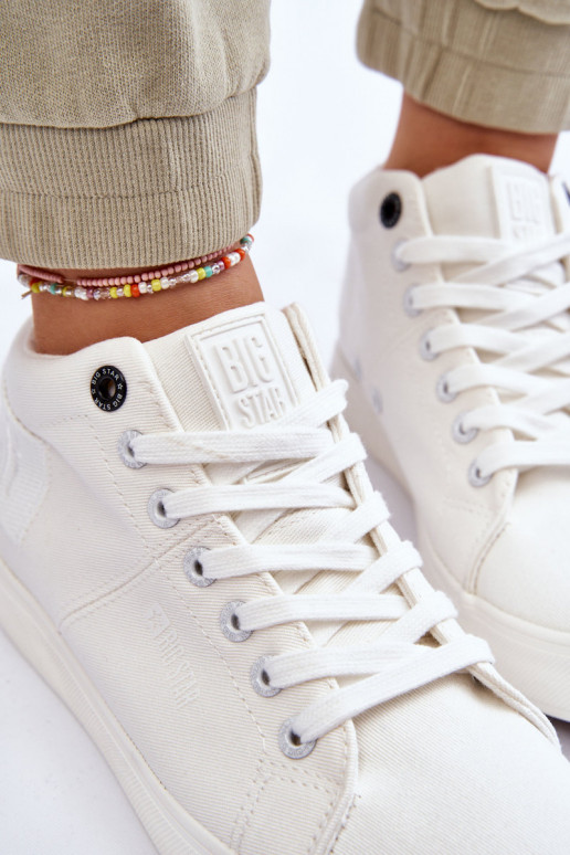 Klasický model voľnočasovej obuvi s podrážkou Big Star LL274002 bielej farby Klasický model voľnočasovej obuvi s podrážkou Big Star LL274002 bielej farby