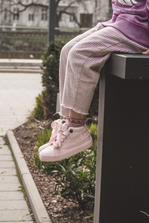 Detský klasický model voľnočasovej obuvi s čižmou Big Star LL374003 ružovej farby