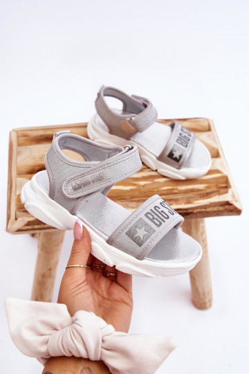 Detské sandále so zapínaním Big Star LL374194 striebornej farby 2