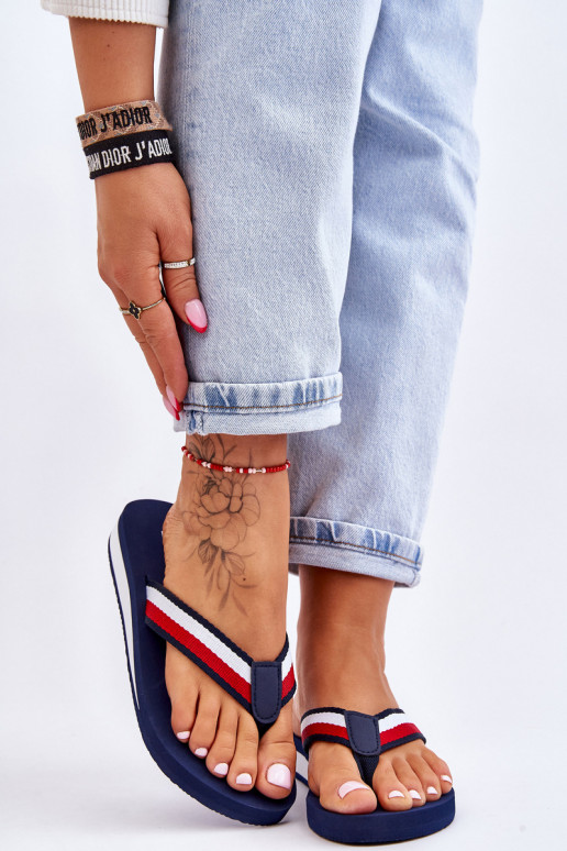 Papuče s platformou Big Star LL274779 tmavomodré