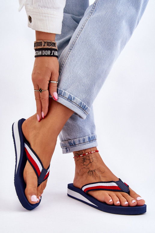 Papuče s platformou Big Star LL274779 tmavomodré