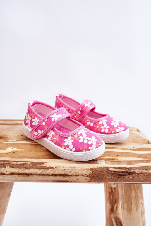 Detské balerínky s kvetinovými vzormi v ružovej farbe Noah Detské balerínky s kvetinovými vzormi v ružovej farbe Noah