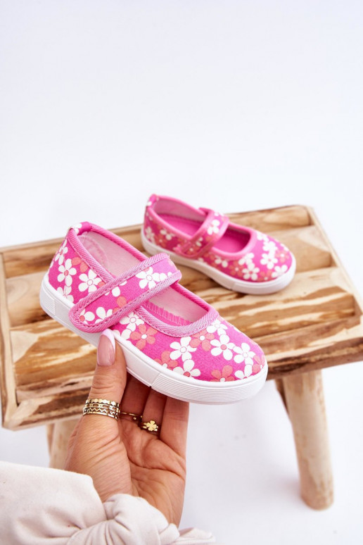 Detské balerínky s kvetinovými vzormi v ružovej farbe Noah Detské balerínky s kvetinovými vzormi v ružovej farbe Noah