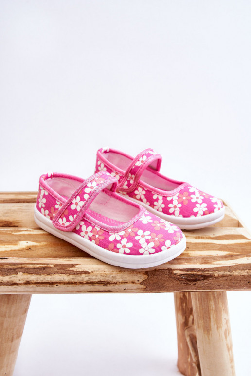 Detské balerínky s kvetinovými vzormi v ružovej farbe Noah Detské balerínky s kvetinovými vzormi v ružovej farbe Noah