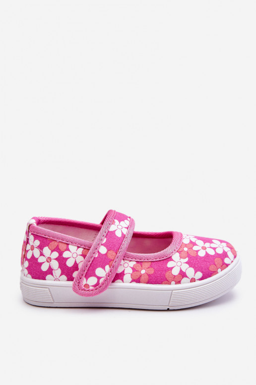 Detské balerínky s kvetinovými vzormi v ružovej farbe Noah Detské balerínky s kvetinovými vzormi v ružovej farbe Noah