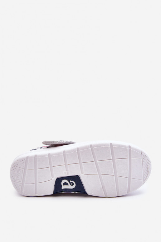 Detské balerínky s kvetinovými vzormi v modro-šedej farbe Noah