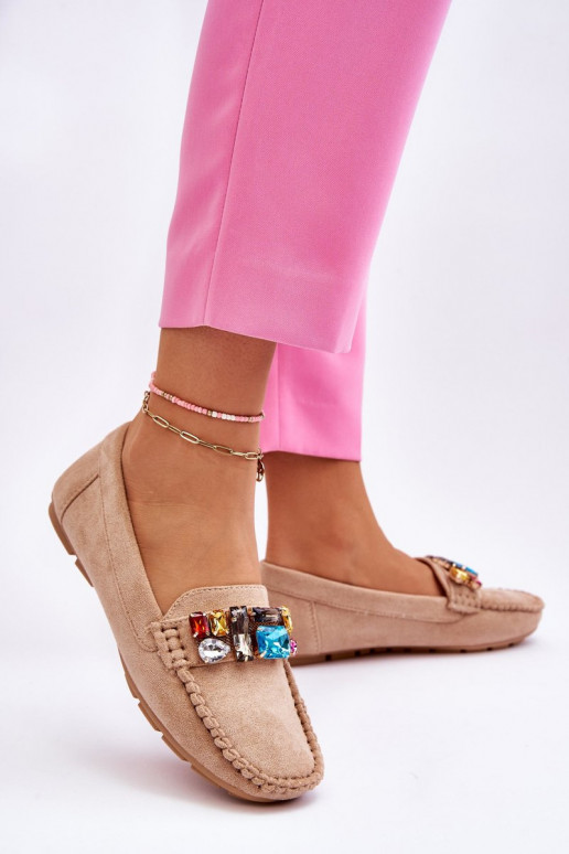 Elegantné semišové mokasíny s lesklými očkami v béžovej farbe Lucille Elegantné semišové mokasíny s lesklými očkami v béžovej farbe Lucille