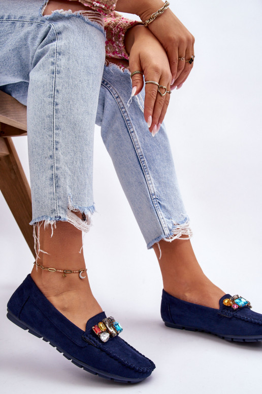 Elegantné semišové mokasíny s lesklými očkami v tmavomodrej farbe Lucille Elegantné semišové mokasíny s lesklými očkami v tmavomodrej farbe Lucille