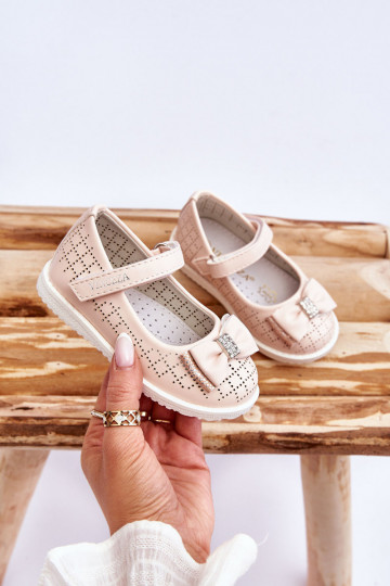 Krásne detské balerínky so stuhou v ružovej farbe Halle 2