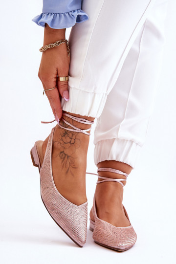 balerínky so stuhami a nitmi béžovej Mavis