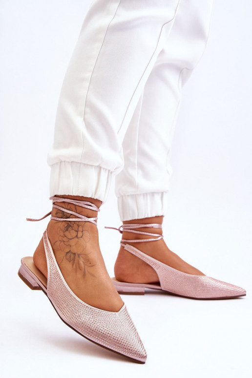 balerínky so stuhami a nitmi béžovej Mavis