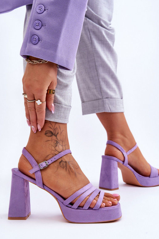 Elegantné semišové vysoké podpätky a platforma Purple Verda