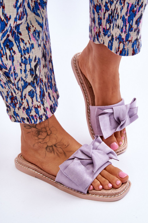 zo semišu Papuče so stuhami Purple Ambra