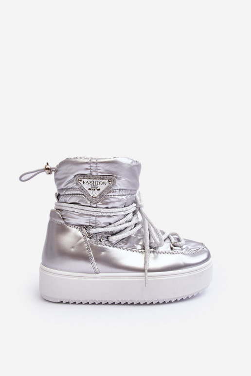 Detské snehule oteplené šnúrkami striebornej farby Colina Detské snehule oteplené šnúrkami striebornej farby Colina