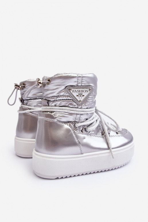 Detské snehule oteplené šnúrkami striebornej farby Colina Detské snehule oteplené šnúrkami striebornej farby Colina