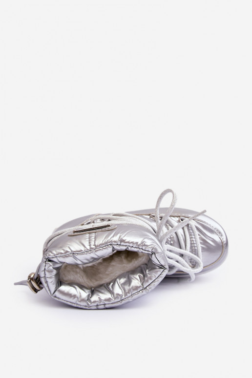 Detské snehule oteplené šnúrkami striebornej farby Colina Detské snehule oteplené šnúrkami striebornej farby Colina