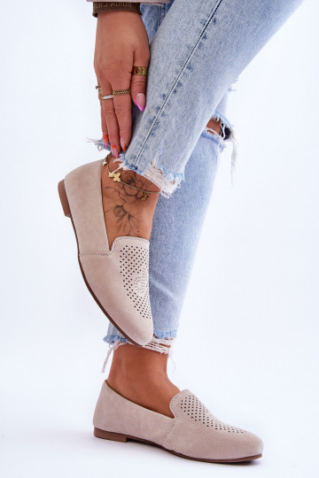 vyrobené zo semišu Mokasíny béžová Giovana 2