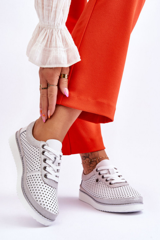 Prelamované topánky Športový štýl Bielo-strieborná farba Cantare