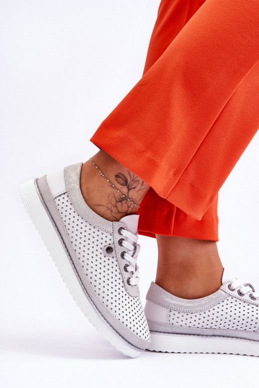 Prelamované topánky Športový štýl Bielo-strieborná farba Cantare