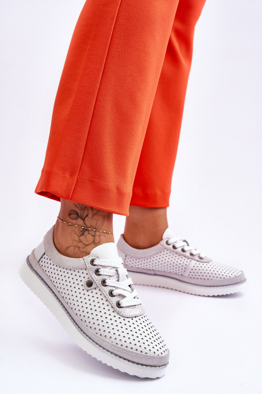 Prelamované topánky Športový štýl Bielo-strieborná farba Cantare