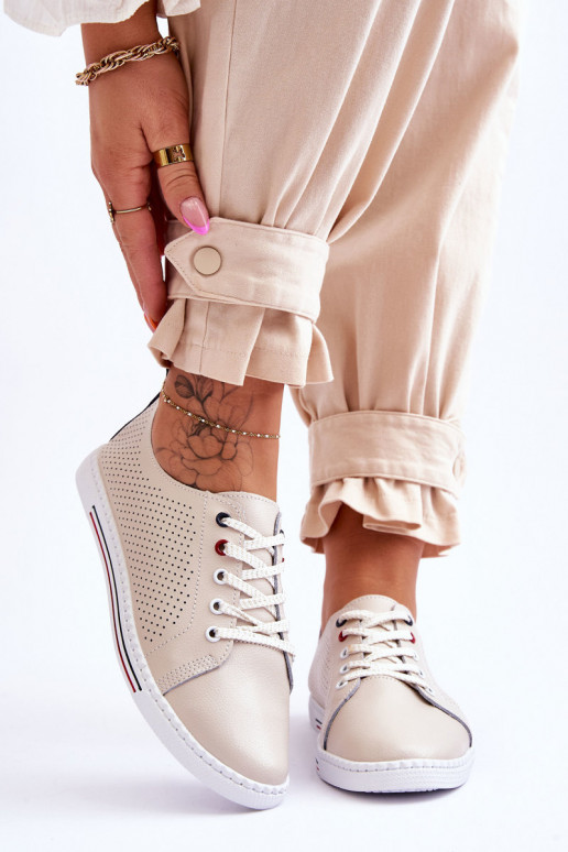 s prelamovanými prvkami ležérne topánky béžovej farby Ferone s prelamovanými prvkami ležérne topánky béžovej farby Ferone