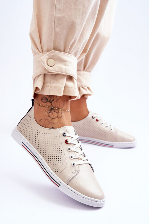 s prelamovanými prvkami ležérne topánky béžovej farby Ferone s prelamovanými prvkami ležérne topánky béžovej farby Ferone