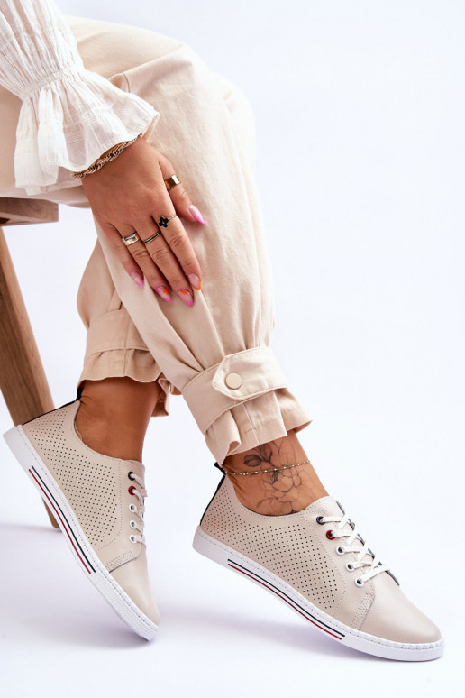 s prelamovanými prvkami ležérne topánky béžovej farby Ferone s prelamovanými prvkami ležérne topánky béžovej farby Ferone