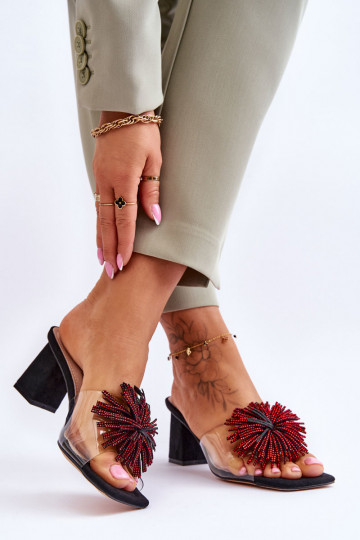 Priehľadné papuče s podpätkami S.Barski KV-AP658-1 čiernej farby 2