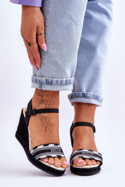 Pohodlné sandále na platforme Big Star LL274877 čierne Pohodlné sandále na platforme Big Star LL274877 čierne