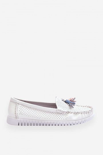 s prelamovanými prvkami Mokasíny v bielej farbe Lanzarot 2