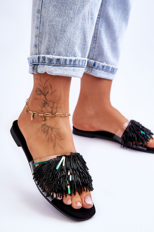 Papuče S.Barski KV-576-4 čiernej farby Papuče S.Barski KV-576-4 čiernej farby