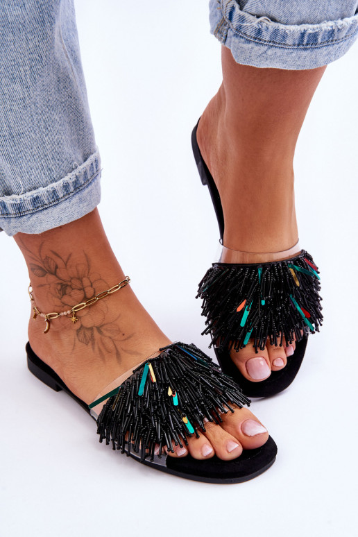 Papuče S.Barski KV-576-4 čiernej farby Papuče S.Barski KV-576-4 čiernej farby