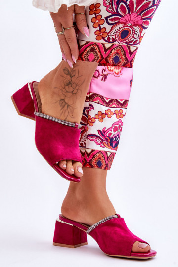 semišové papuče s podpätkami S.Barski KV-612-2 ružovej farby 2