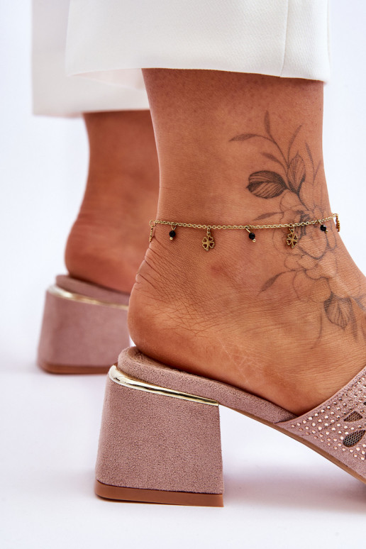 Papuče na podpätku so sieťovinou S.Barski KV-612-1 Nude Papuče na podpätku so sieťovinou S.Barski KV-612-1 Nude