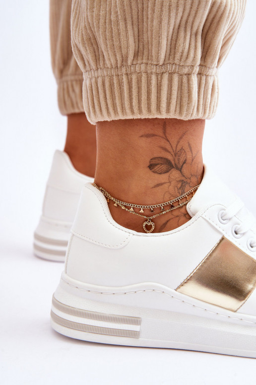 Klasický model športovej obuvi Bielo-zlatá farba Follow Me