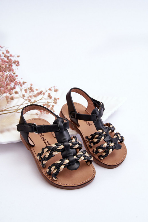 Detské sandále na remienky v čiernej farbe Sammy