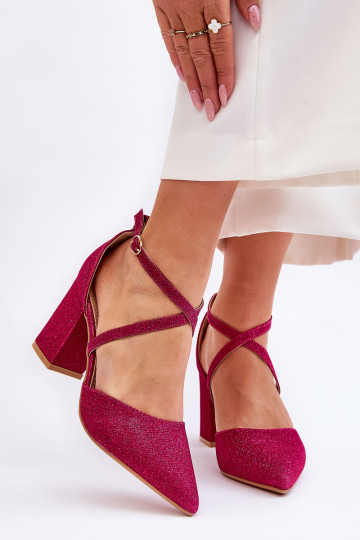 Lesklé topánky na vysokom opätku v ružovej farbe Galaxy