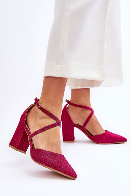 Lesklé topánky na vysokom opätku v ružovej farbe Galaxy