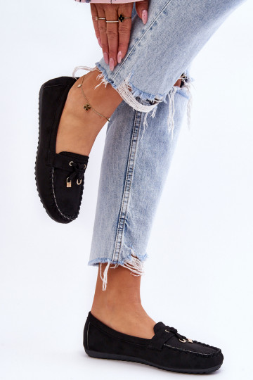 Klasické semišové mokasíny v čiernej farbe Good Time 2