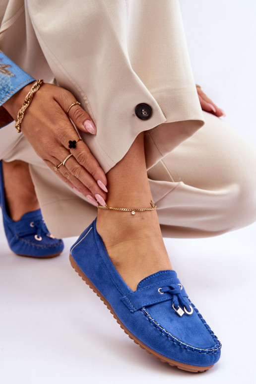 Klasické semišové mokasíny v modrej farbe Good Time