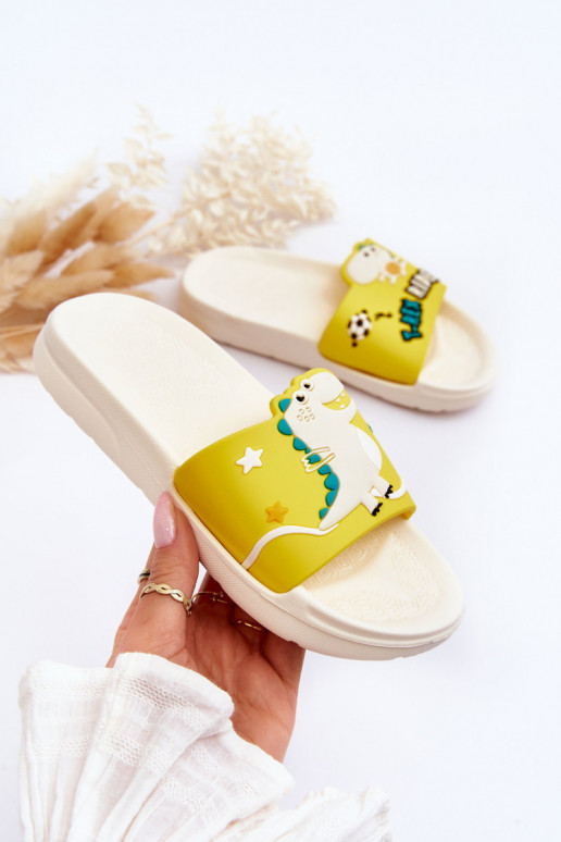 Detské papuče T-Rex béžová Bernis Detské papuče T-Rex béžová Bernis