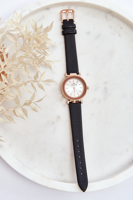 Kožené dámske hodinky Giorgio&Dario čiernej farby