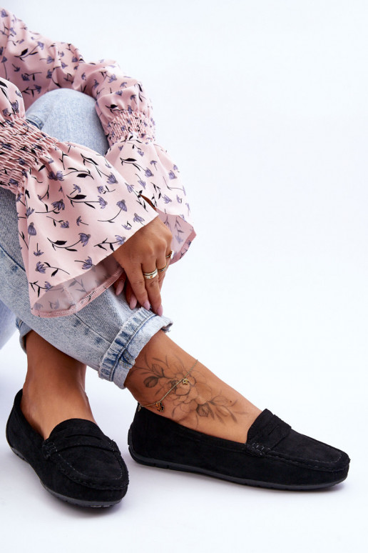 Elegantné semišové mokasíny v čiernej farbe Lenvie Elegantné semišové mokasíny v čiernej farbe Lenvie