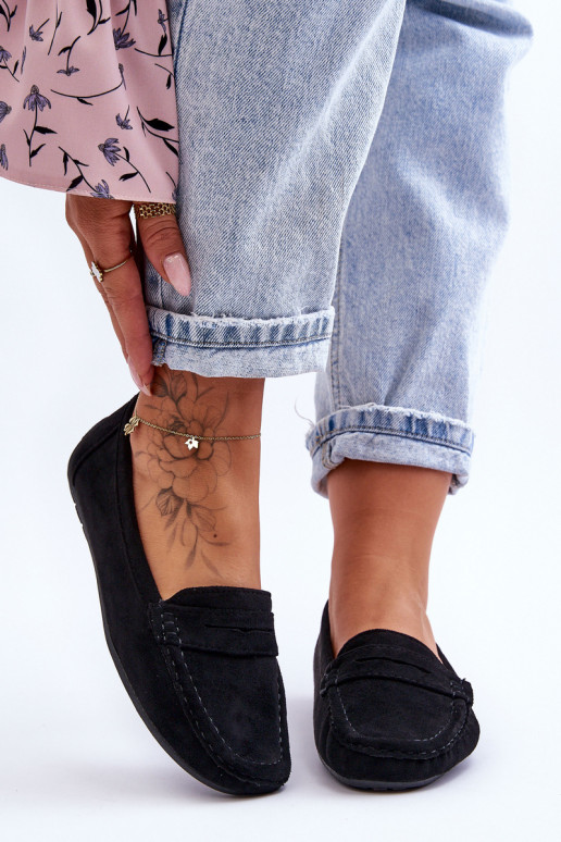 Elegantné semišové mokasíny v čiernej farbe Lenvie Elegantné semišové mokasíny v čiernej farbe Lenvie
