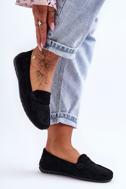 Elegantné semišové mokasíny v čiernej farbe Lenvie Elegantné semišové mokasíny v čiernej farbe Lenvie