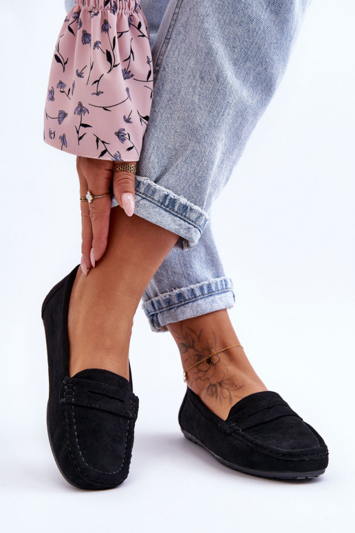 Elegantné semišové mokasíny v čiernej farbe Lenvie Elegantné semišové mokasíny v čiernej farbe Lenvie