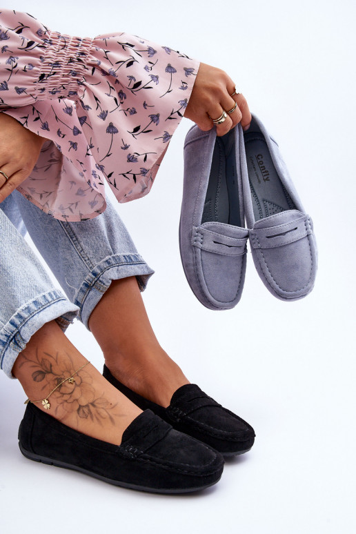 Elegantné semišové mokasíny v čiernej farbe Lenvie Elegantné semišové mokasíny v čiernej farbe Lenvie