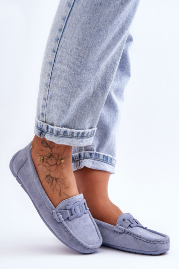 Semišové mokasíny v modrej farbe Rabell