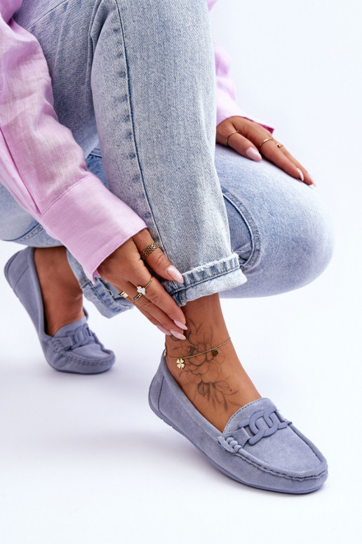 Semišové mokasíny v modrej farbe Rabell